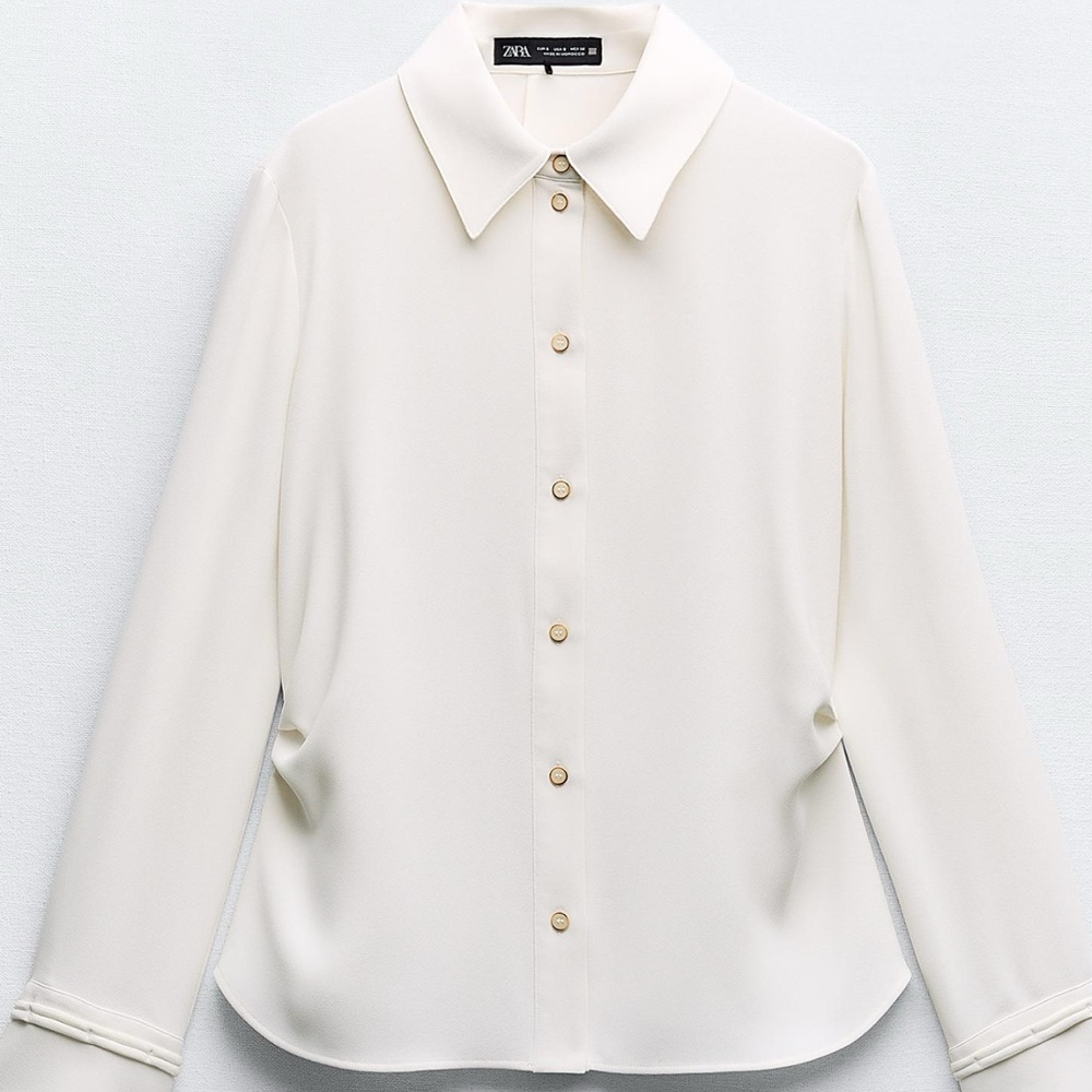 Zara Crepe Shirt with Side Ruching